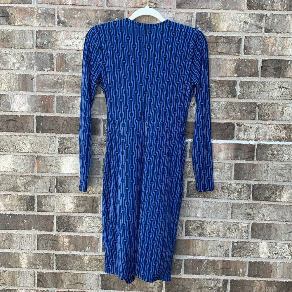 Take 50% OFF- Michael Kors Blue Ribbed Wrap Dress, Size-XS